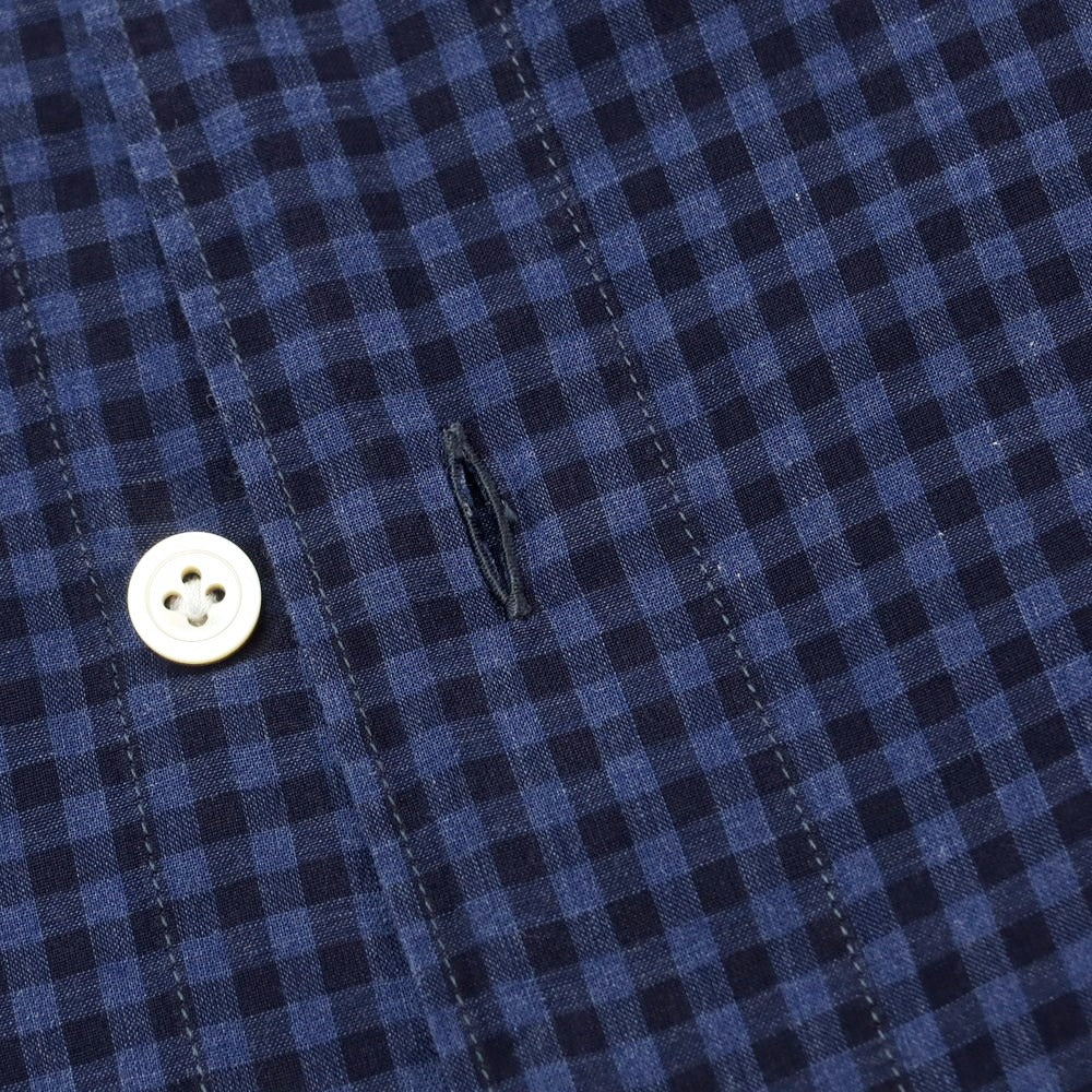 [Used] Finamore Cotton Check Horizontal Collar Casual Shirt Navy x Blue [38] [Condition Rank C] [Men&