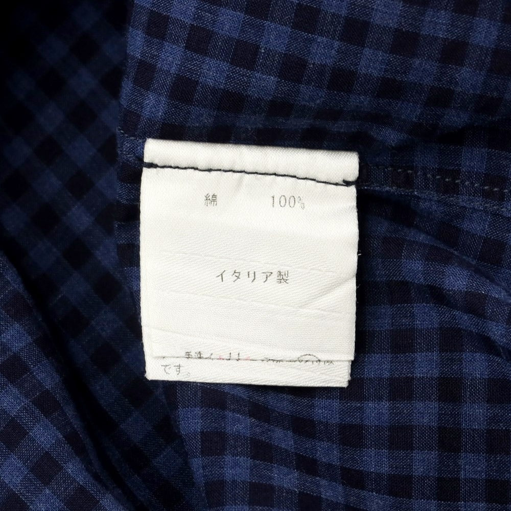 [Used] Finamore Cotton Check Horizontal Collar Casual Shirt Navy x Blue [38] [Condition Rank C] [Men&