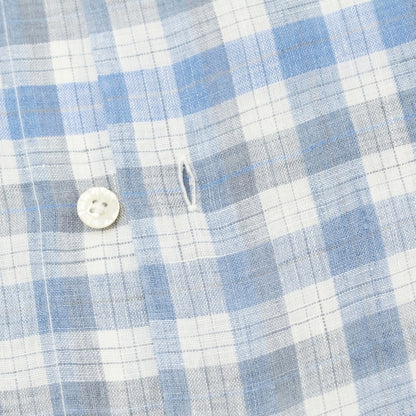 [Used] BARBA Linen Check Wide Collar Casual Shirt Blue x Gray [38] [Condition Rank B] [Men&