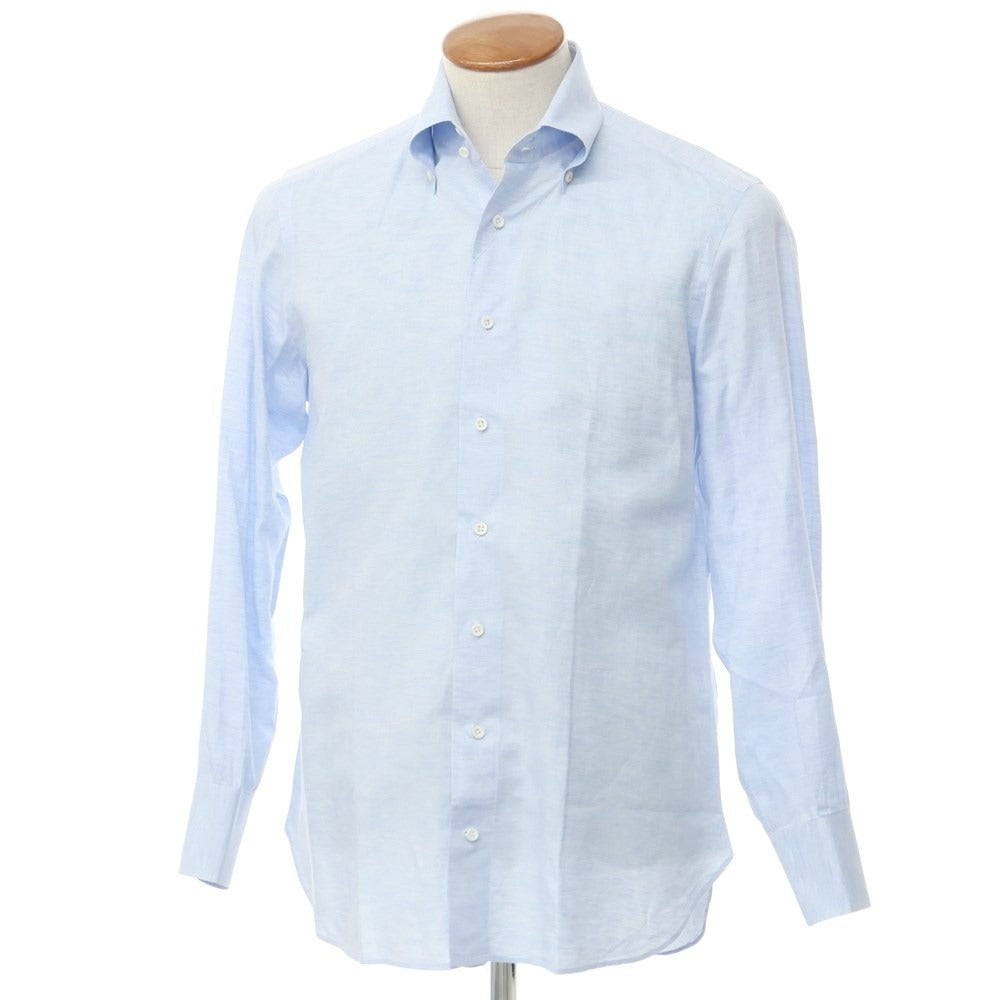 [Used] UNIVERSAL LANGUAGE Cotton Linen Button-down Casual Shirt Light Blue [M] [Condition Rank C] [Men&