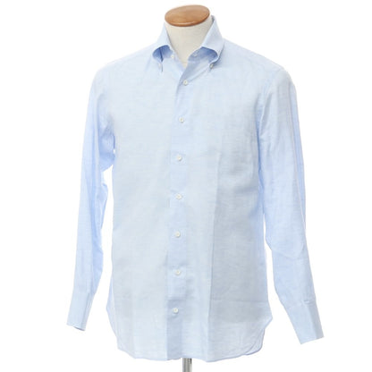 [Used] UNIVERSAL LANGUAGE Cotton Linen Button-down Casual Shirt Light Blue [M] [Condition Rank C] [Men&