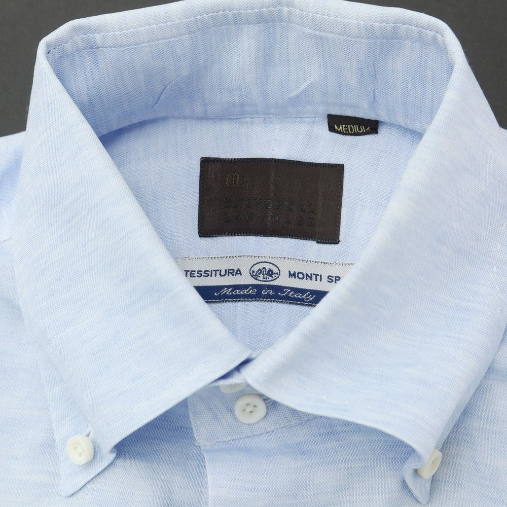 [Used] UNIVERSAL LANGUAGE Cotton Linen Button-down Casual Shirt Light Blue [M] [Condition Rank C] [Men&