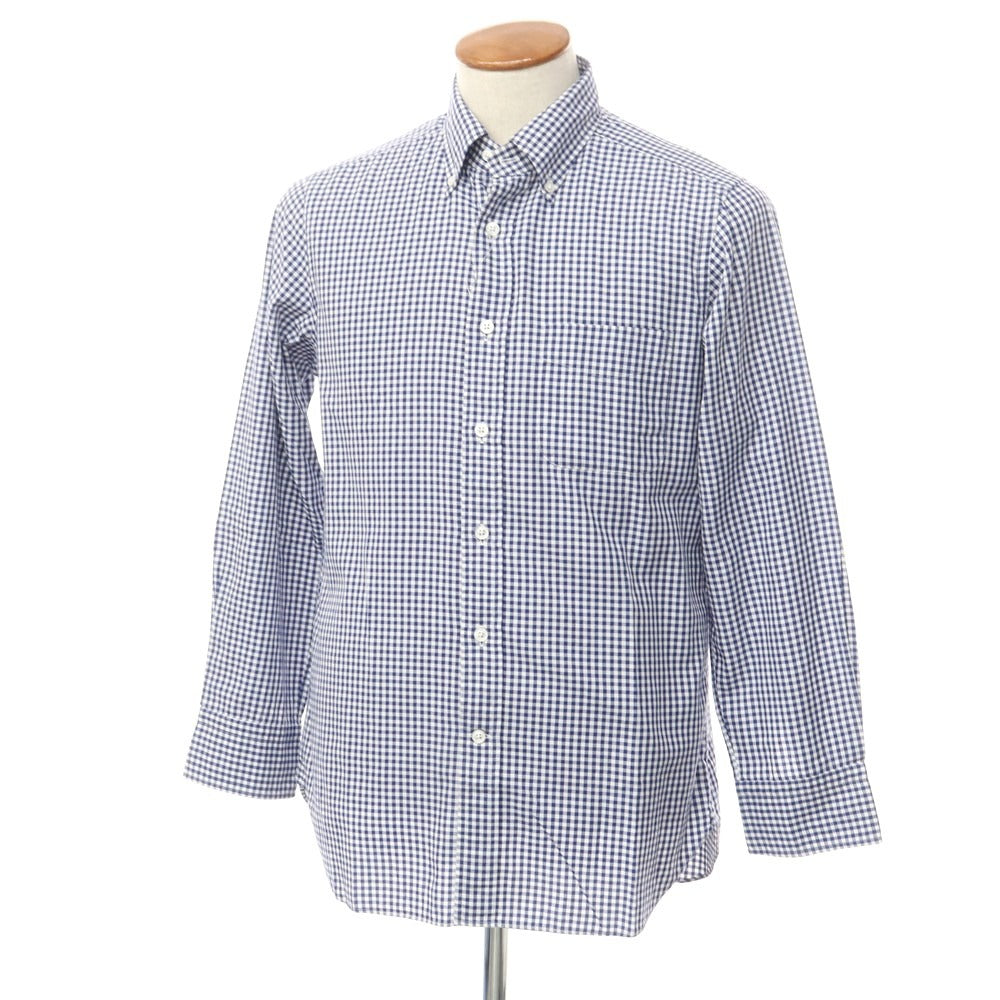 [Used] BEAMS F Cotton Check Button-down Casual Shirt White x Navy [40] [Condition Rank C] [Men&