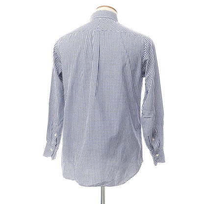 [Used] BEAMS F Cotton Check Button-down Casual Shirt White x Navy [40] [Condition Rank C] [Men&