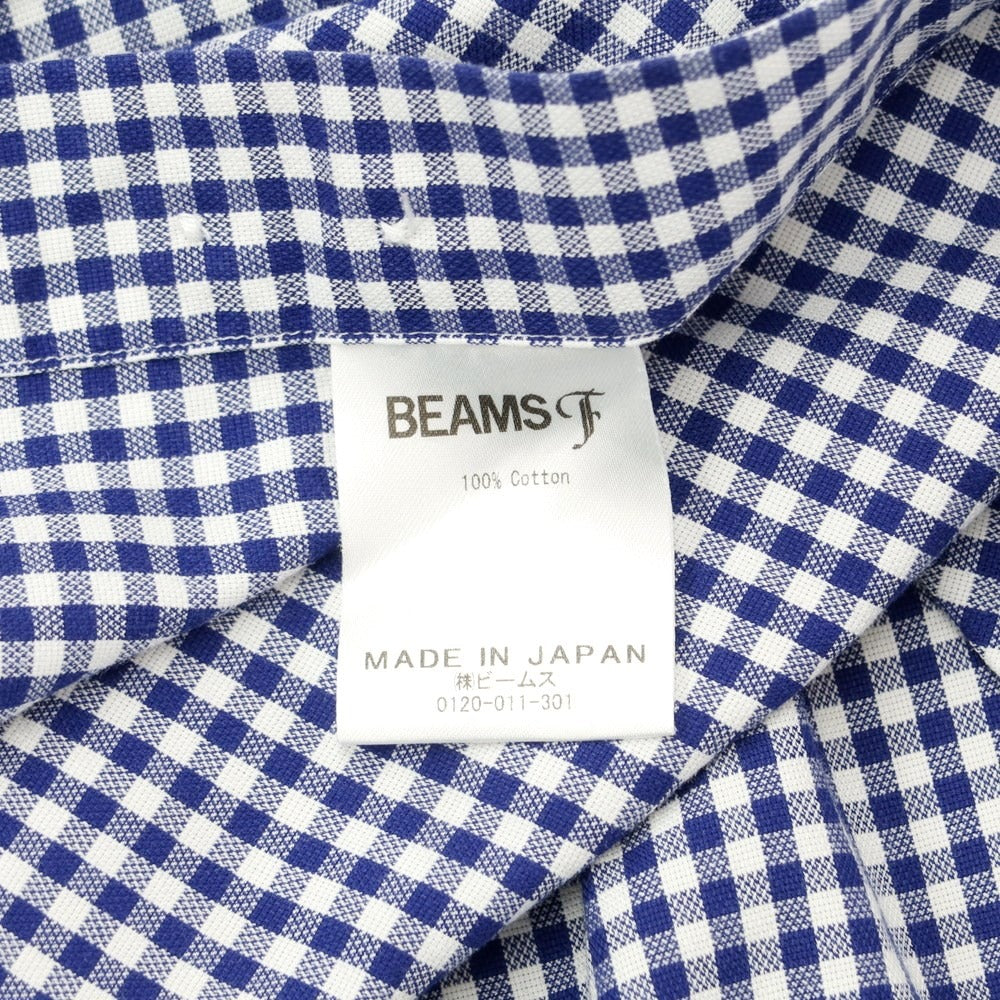 [Used] BEAMS F Cotton Check Button-down Casual Shirt White x Navy [40] [Condition Rank C] [Men&