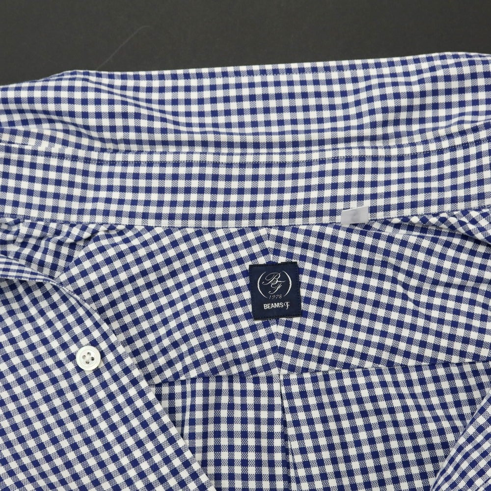 [Used] BEAMS F Cotton Check Button-down Casual Shirt White x Navy [40] [Condition Rank C] [Men&