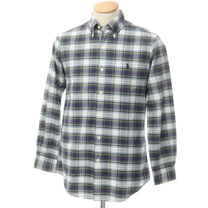 [Used] Ralph Lauren Cotton Check Button-down Casual Shirt Navy x Green [XS] [Condition Rank C] [Men&