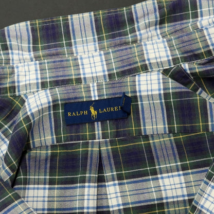 [Used] Ralph Lauren Cotton Check Button-down Casual Shirt Navy x Green [XS] [Condition Rank C] [Men&