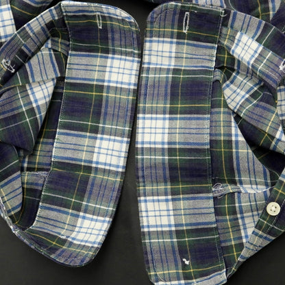 [Used] Ralph Lauren Cotton Check Button-down Casual Shirt Navy x Green [XS] [Condition Rank C] [Men&