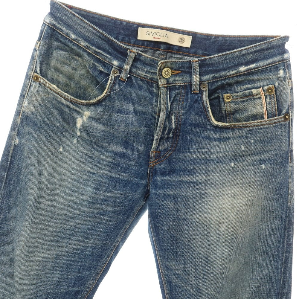 [Used] SIVIGLIA distressed denim pants, jeans, navy [32] [Condition rank D] [Men&