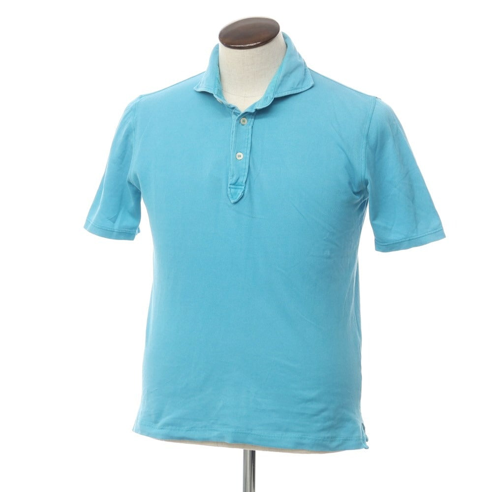 [Used] FEDELI Cotton Pique Short Sleeve Polo Shirt Turquoise Blue [Size 48] [BLU] [S/S] [Condition Rank D] [Men&