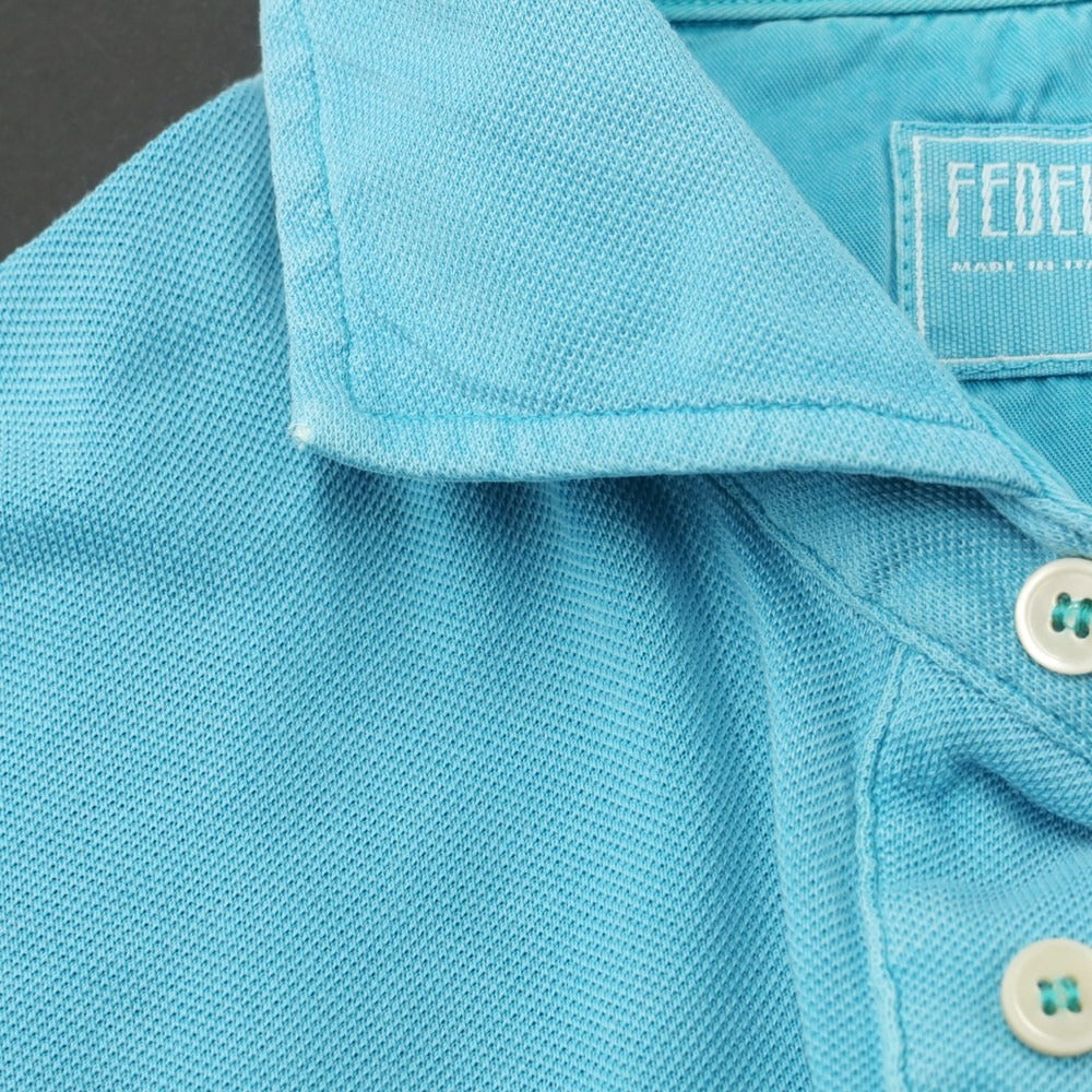 [Used] FEDELI Cotton Pique Short Sleeve Polo Shirt Turquoise Blue [Size 48] [BLU] [S/S] [Condition Rank D] [Men&