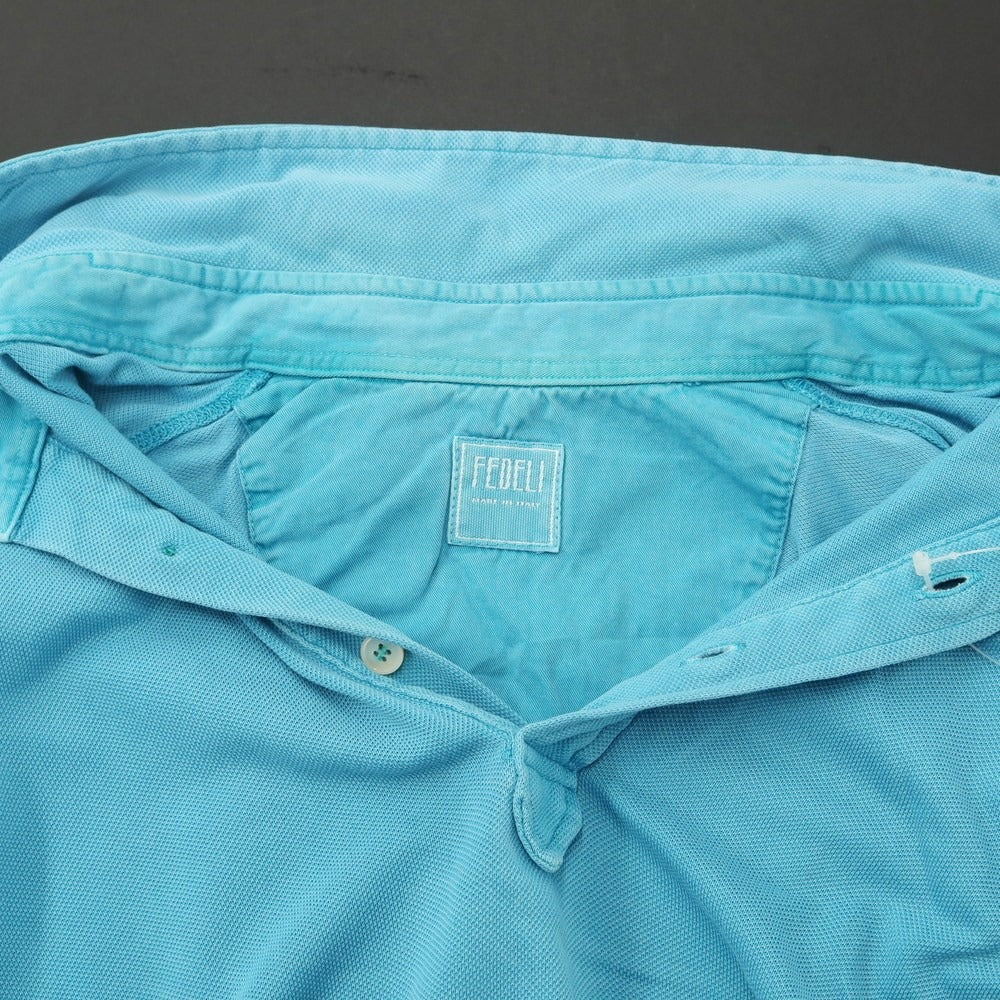 [Used] FEDELI Cotton Pique Short Sleeve Polo Shirt Turquoise Blue [Size 48] [BLU] [S/S] [Condition Rank D] [Men&