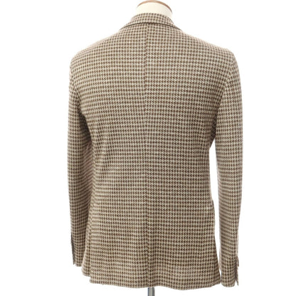 [Used] LARDINI wool silk linen check jersey jacket beige x brown [46] [Condition rank B] ​​[Men&