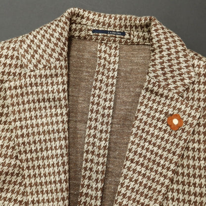 [Used] LARDINI wool silk linen check jersey jacket beige x brown [46] [Condition rank B] ​​[Men&