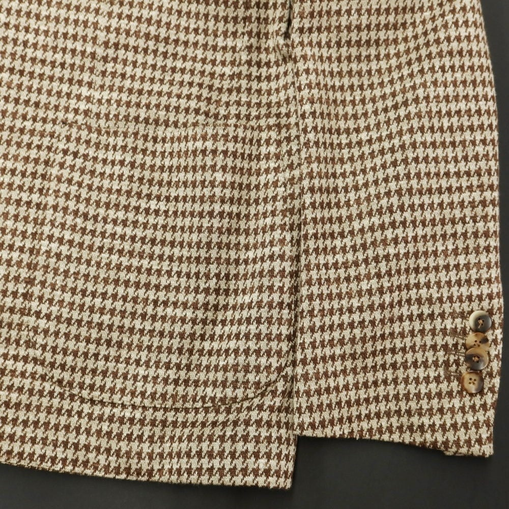 [Used] LARDINI wool silk linen check jersey jacket beige x brown [46] [Condition rank B] ​​[Men&