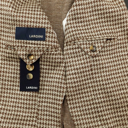 [Used] LARDINI wool silk linen check jersey jacket beige x brown [46] [Condition rank B] ​​[Men&