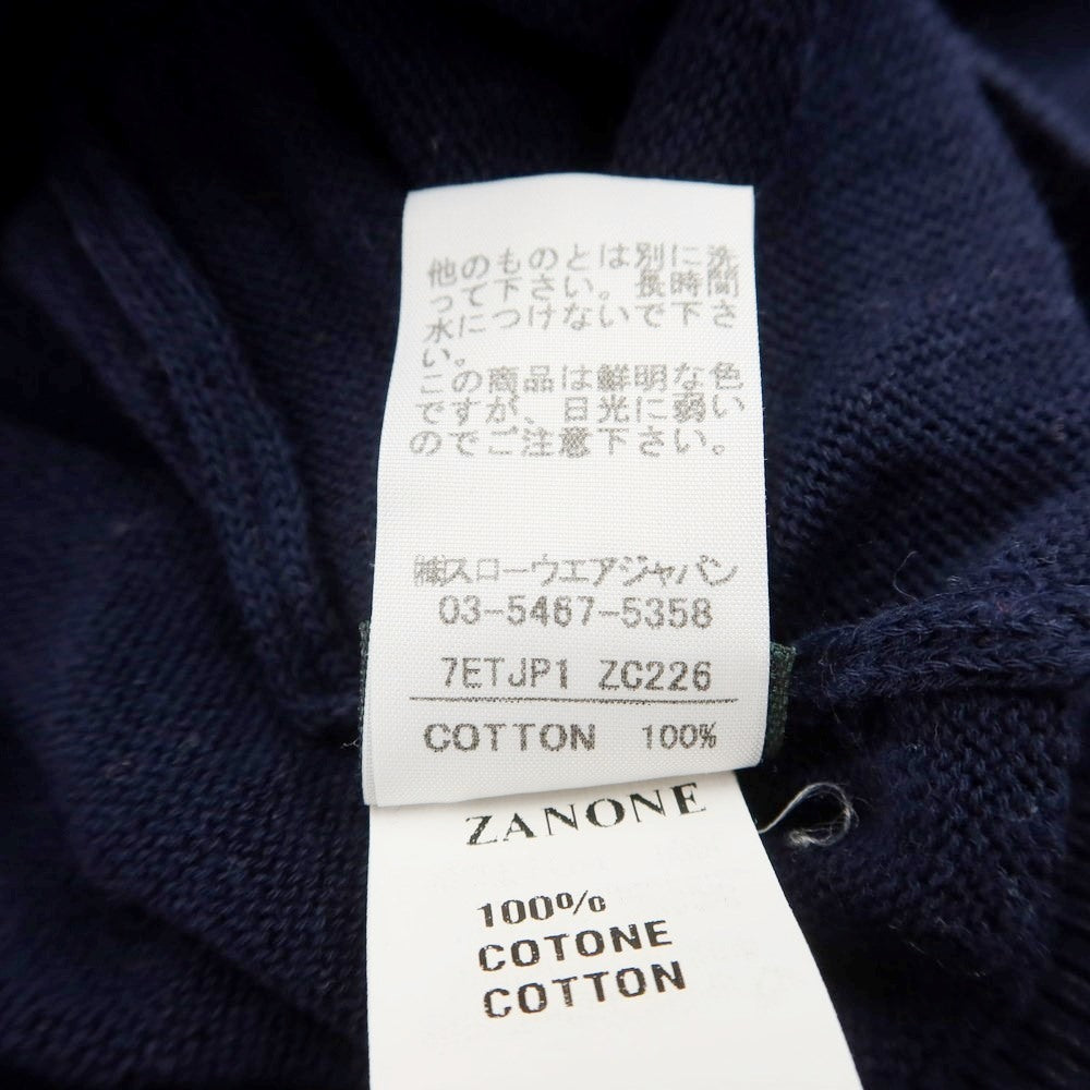 [Used] ZANONE Cotton Crew Neck Long Sleeve Pullover Knit Navy [Size 46] [NVY] [S/S] [Condition Rank C] [Men&