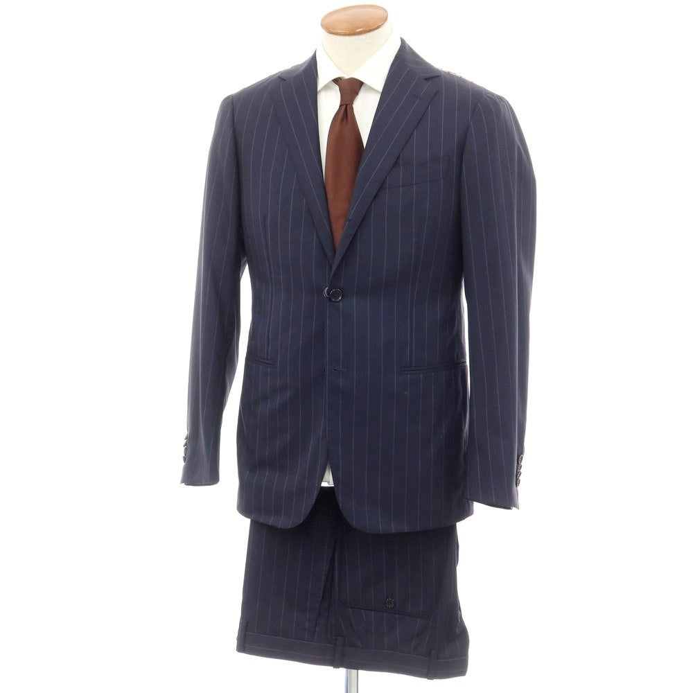 [Used] RING JACKET Wool Striped 3-Button Suit Dark Navy x Light Blue [48] [Condition Rank A] [Men&