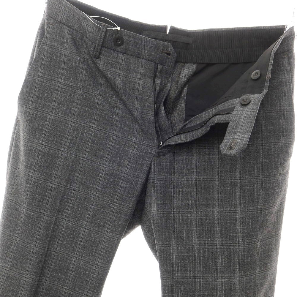 [Used] INCOTEX stretch polyester wool check slacks, grey [46] [Condition: B] [Men&