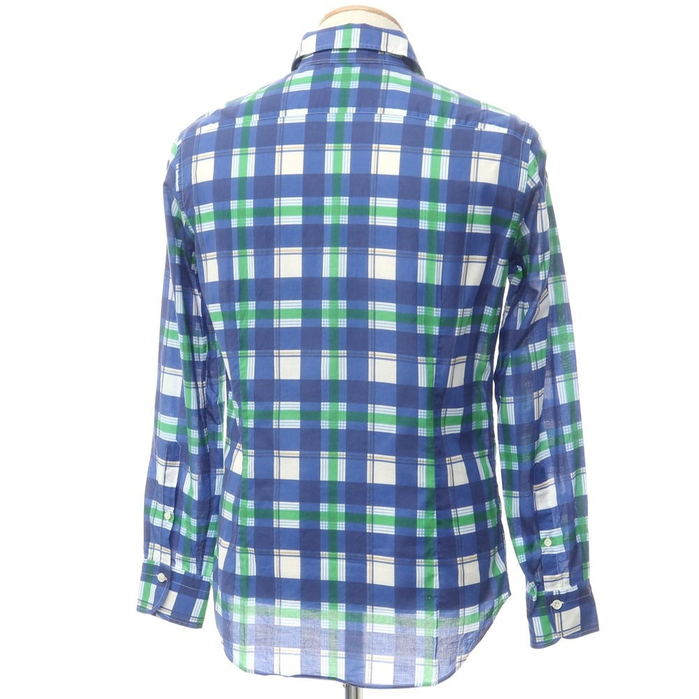 [Used] Emme te. Enne Cotton Check Wide Collar Casual Shirt Navy [S] [Condition Rank B] ​​[Men&