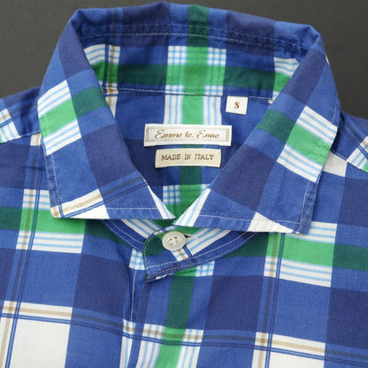 [Used] Emme te. Enne Cotton Check Wide Collar Casual Shirt Navy [S] [Condition Rank B] ​​[Men&