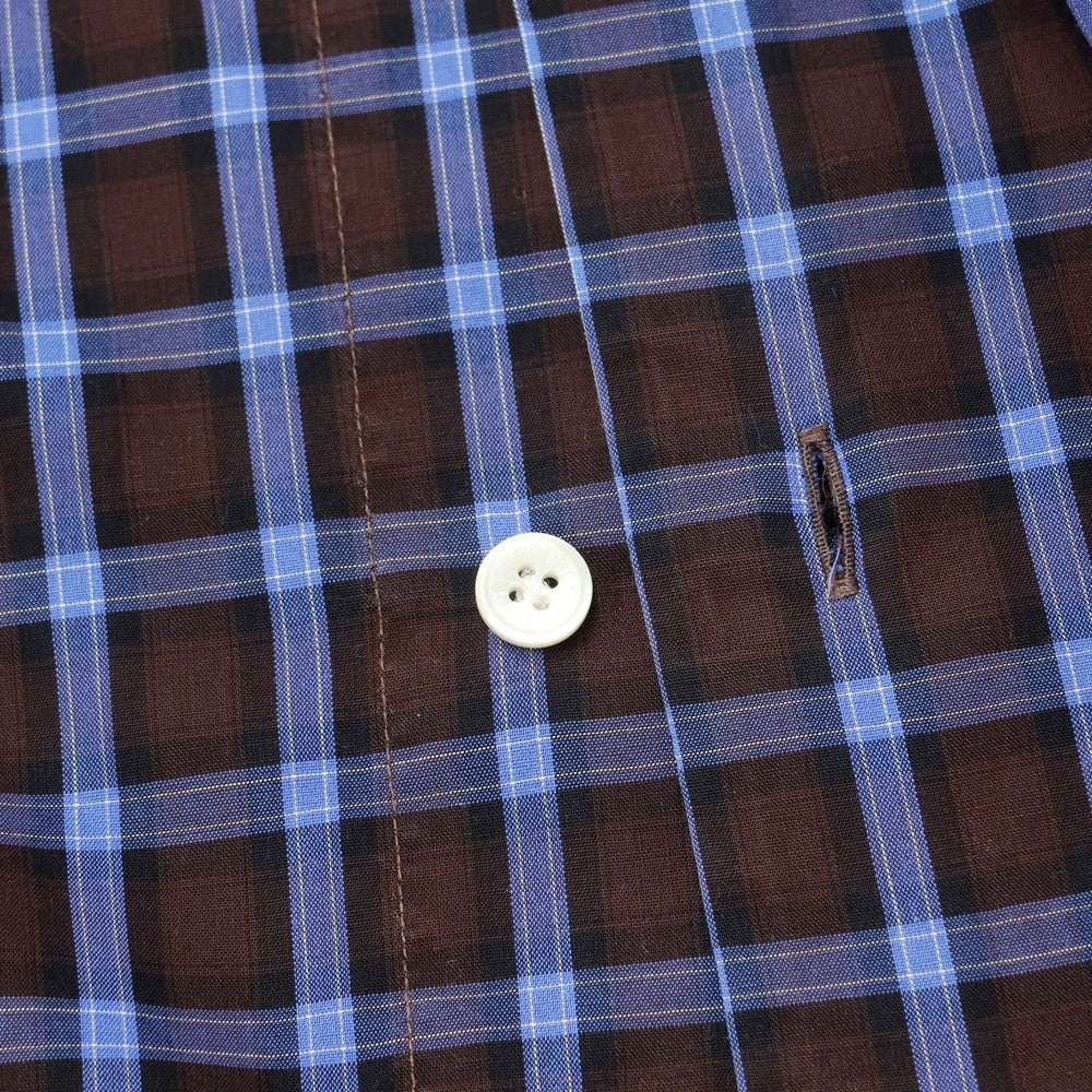 [Used] BARBA DANDY LIFE Cotton Check Wide Collar Casual Shirt Brown x Navy [37] [Condition Rank C] [Men&