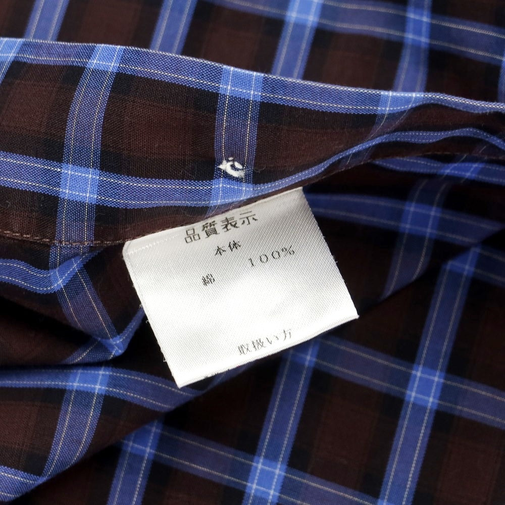 [Used] BARBA DANDY LIFE Cotton Check Wide Collar Casual Shirt Brown x Navy [37] [Condition Rank C] [Men&