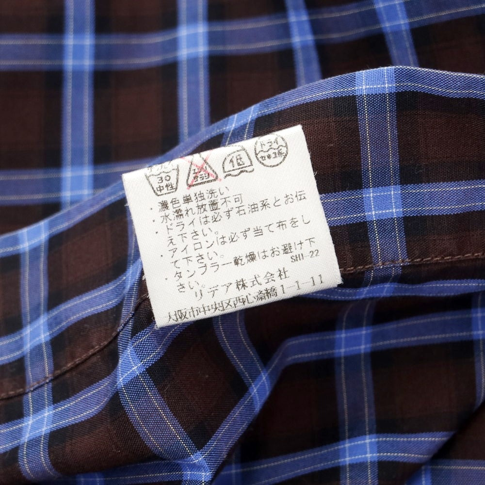 [Used] BARBA DANDY LIFE Cotton Check Wide Collar Casual Shirt Brown x Navy [37] [Condition Rank C] [Men&