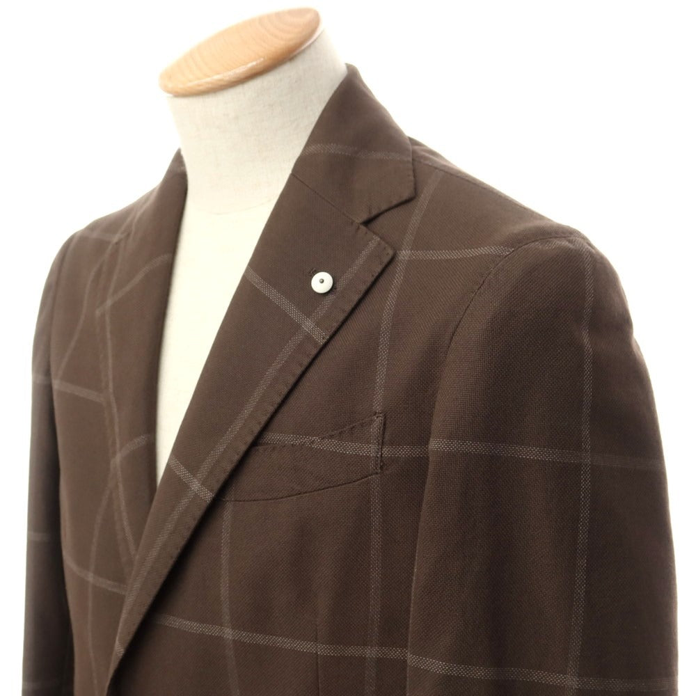 [New] LBM1911 Cotton Check Casual Jacket Brown x Gray [44] [Condition Rank N] [Men&