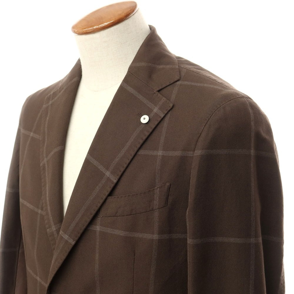 [New] LBM1911 Cotton Check Casual Jacket Brown x Gray [46] [Condition Rank N] [Men&