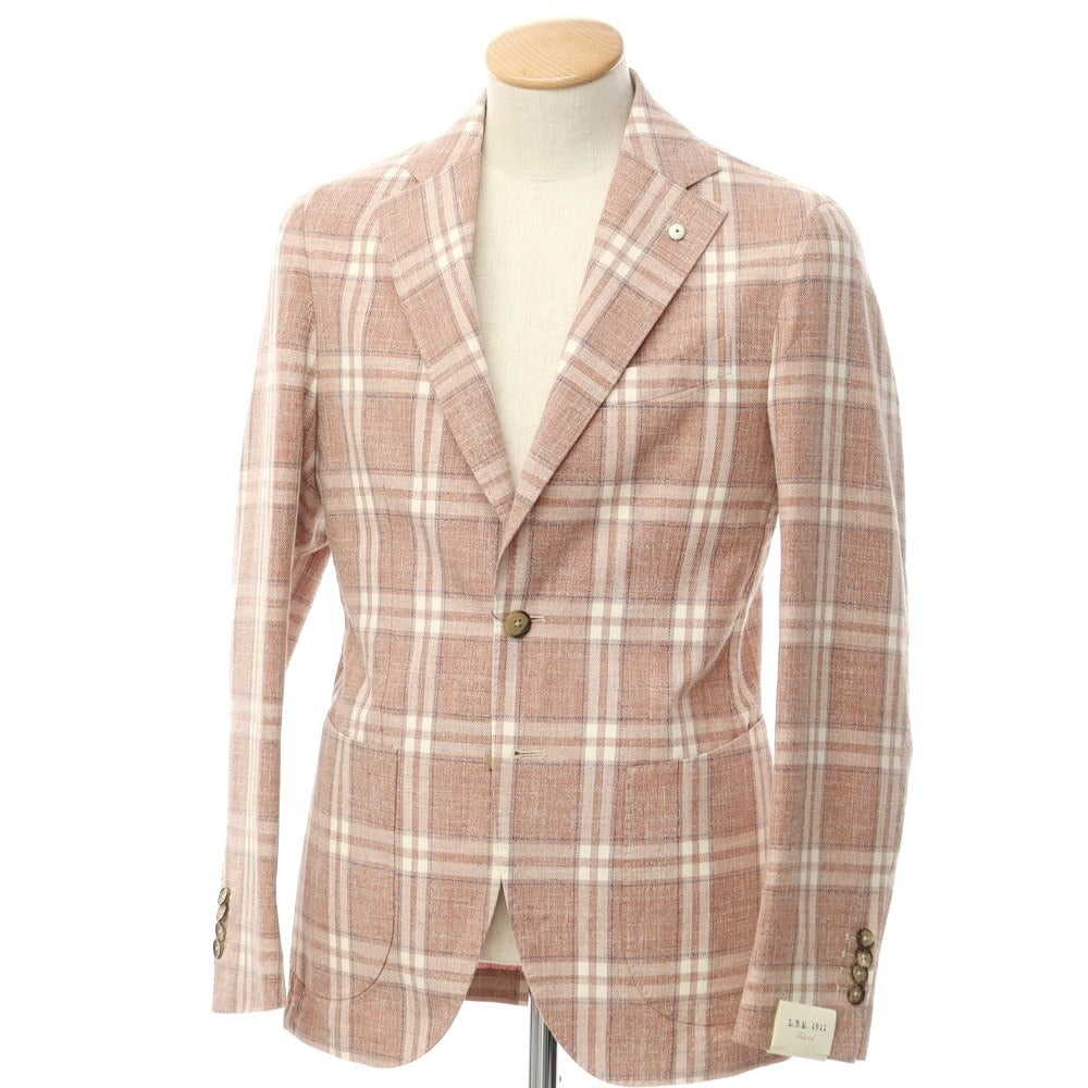 [New] LBM1911 Cotton Check Casual Jacket Terracotta x White [44] [Condition Rank N] [Men&