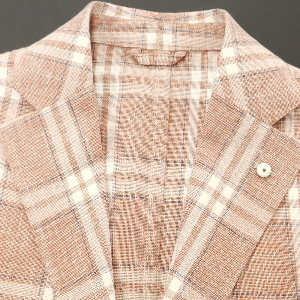 [New] LBM1911 Cotton Check Casual Jacket Terracotta x White [44] [Condition Rank N] [Men&