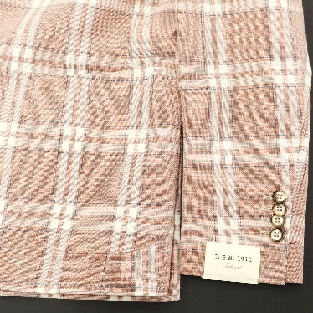 [New] LBM1911 Cotton Check Casual Jacket Terracotta x White [44] [Condition Rank N] [Men&