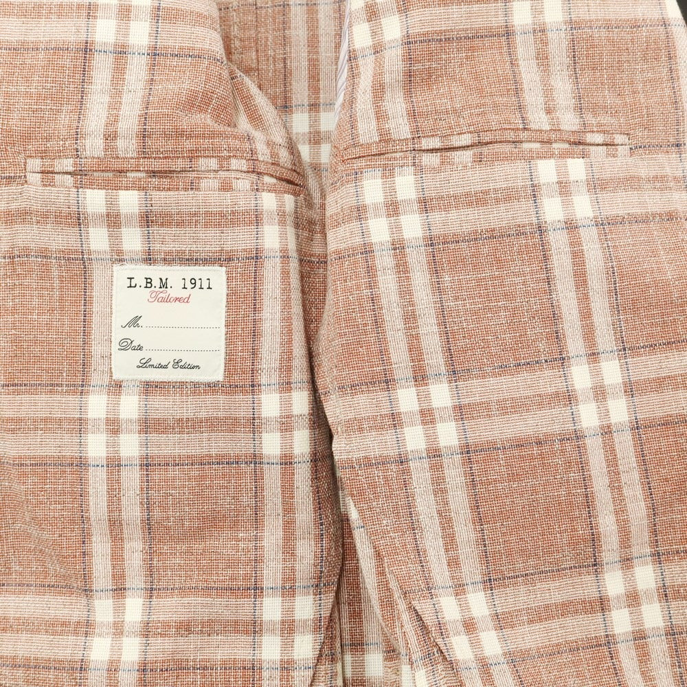 [New] LBM1911 Cotton Check Casual Jacket Terracotta x White [44] [Condition Rank N] [Men&