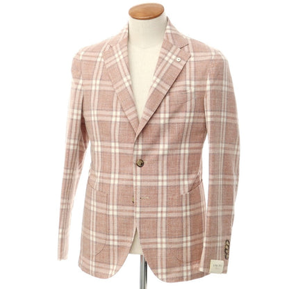 [New] LBM1911 Cotton Check Casual Jacket Terracotta x White [46] [Condition Rank N] [Men&