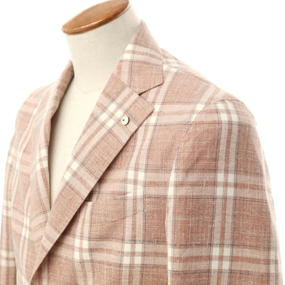 [New] LBM1911 Cotton Check Casual Jacket Terracotta x White [46] [Condition Rank N] [Men&