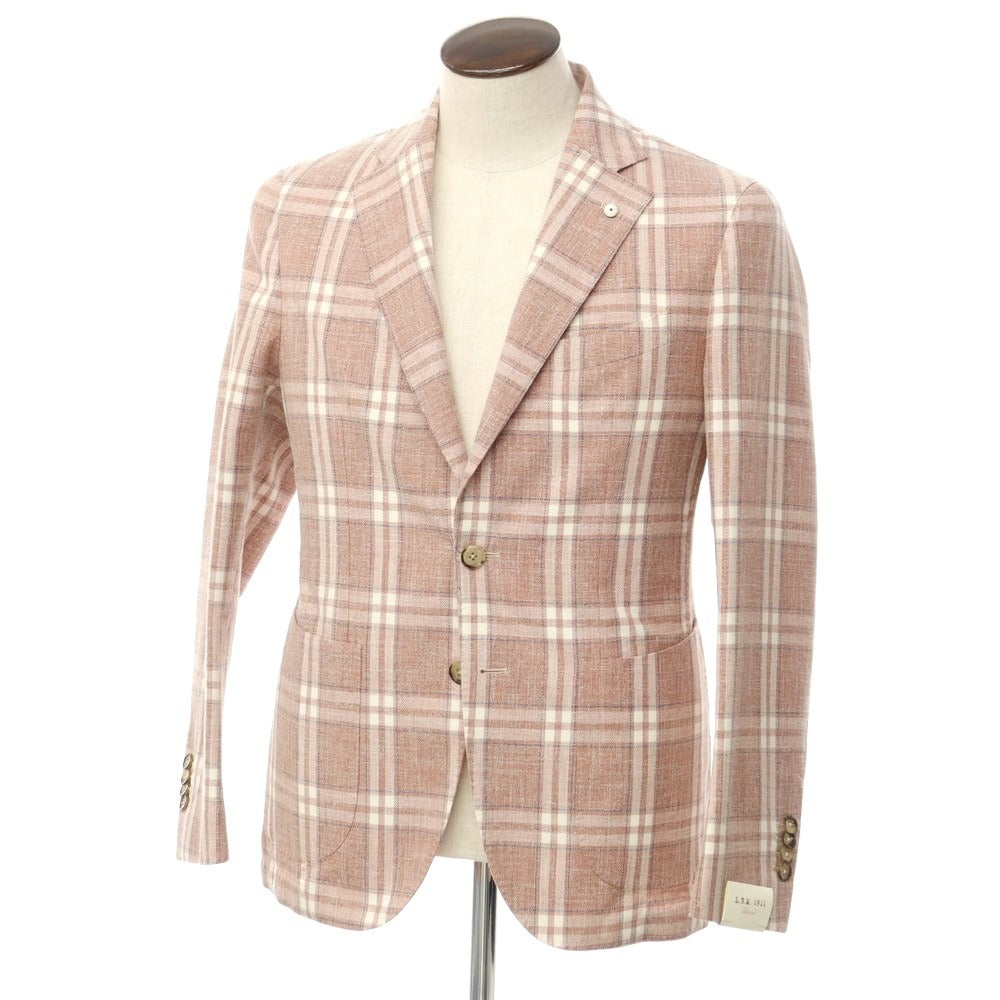 [New] LBM1911 Cotton Check Casual Jacket Terracotta x White [48] [Condition Rank N] [Men&