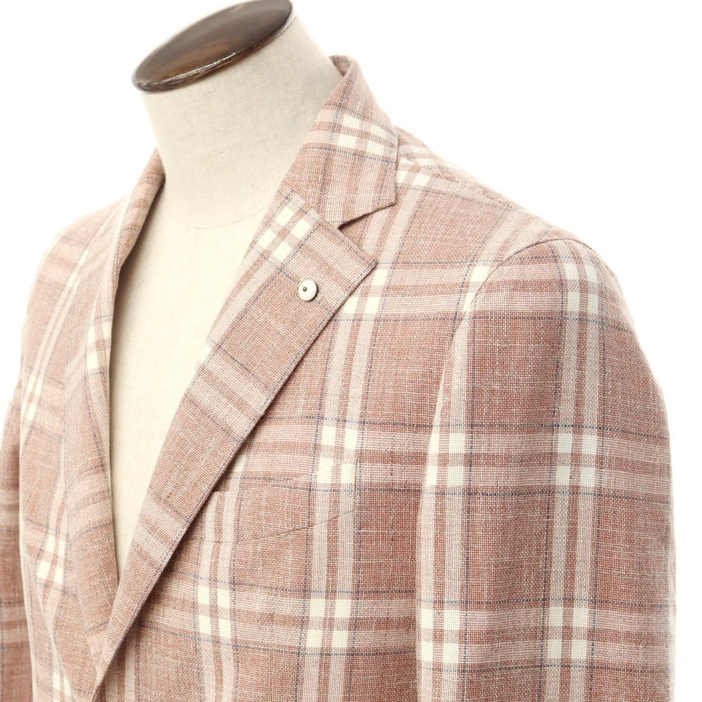 [New] LBM1911 Cotton Check Casual Jacket Terracotta x White [48] [Condition Rank N] [Men&