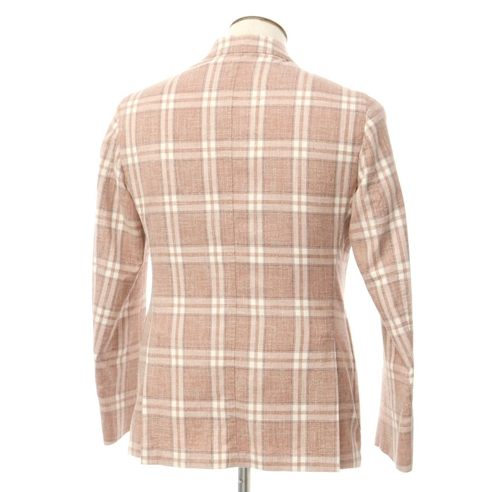 [New] LBM1911 Cotton Check Casual Jacket Terracotta x White [48] [Condition Rank N] [Men&