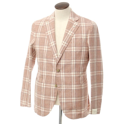 [New] LBM1911 Cotton Check Casual Jacket Terracotta x White [50] [Condition Rank N] [Men&