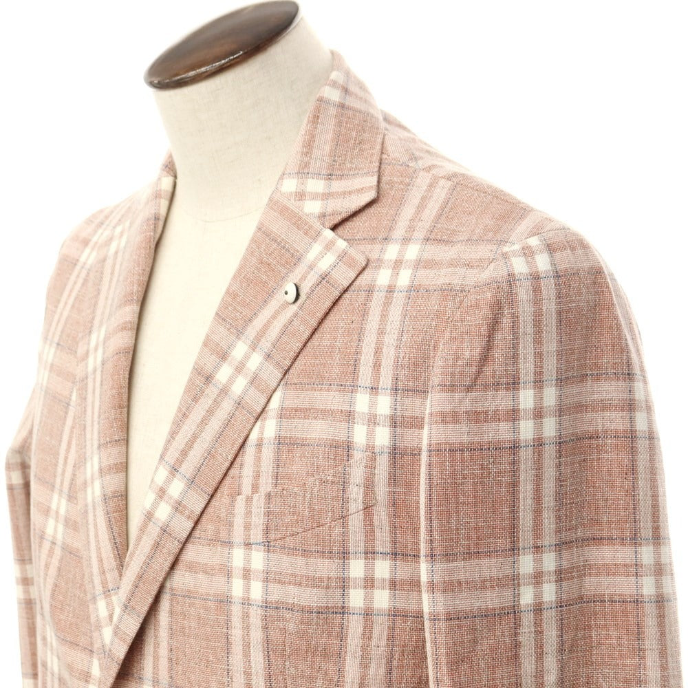 [New] LBM1911 Cotton Check Casual Jacket Terracotta x White [50] [Condition Rank N] [Men&