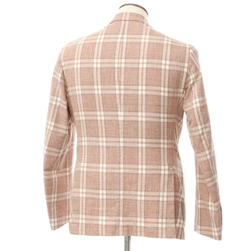 [New] LBM1911 Cotton Check Casual Jacket Terracotta x White [50] [Condition Rank N] [Men&