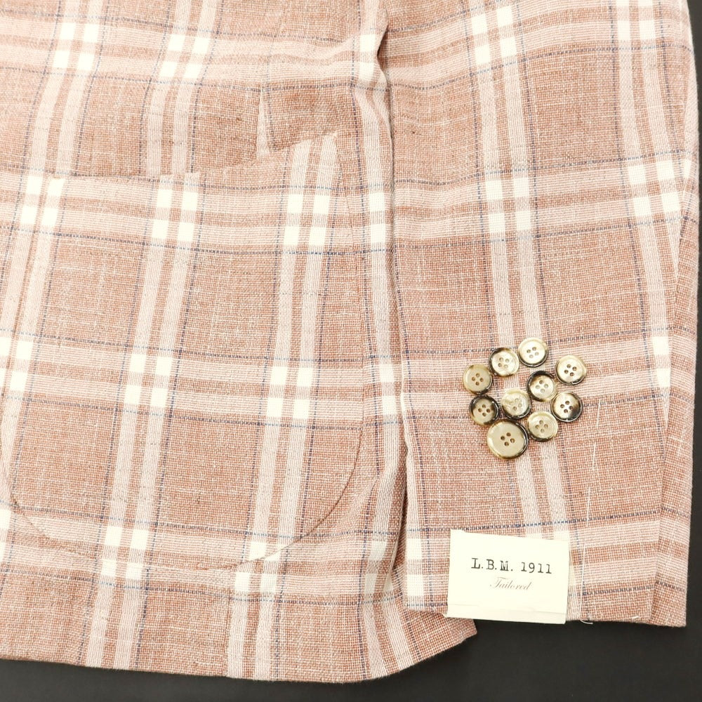 [New] LBM1911 Cotton Check Casual Jacket Terracotta x White [50] [Condition Rank N] [Men&