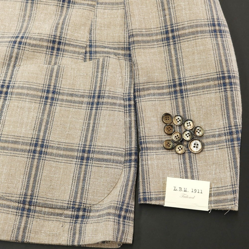 [New] LBM1911 Cotton Check Casual Jacket Khaki Beige x Navy [46] [Condition Rank N] [Men&