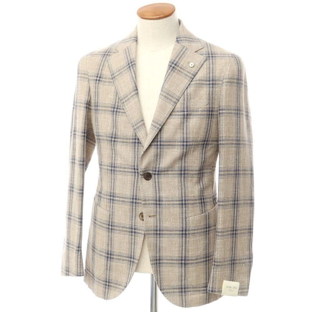 [New] LBM1911 Cotton Check Casual Jacket Khaki Beige x Navy [46] [Condition Rank N] [Men&