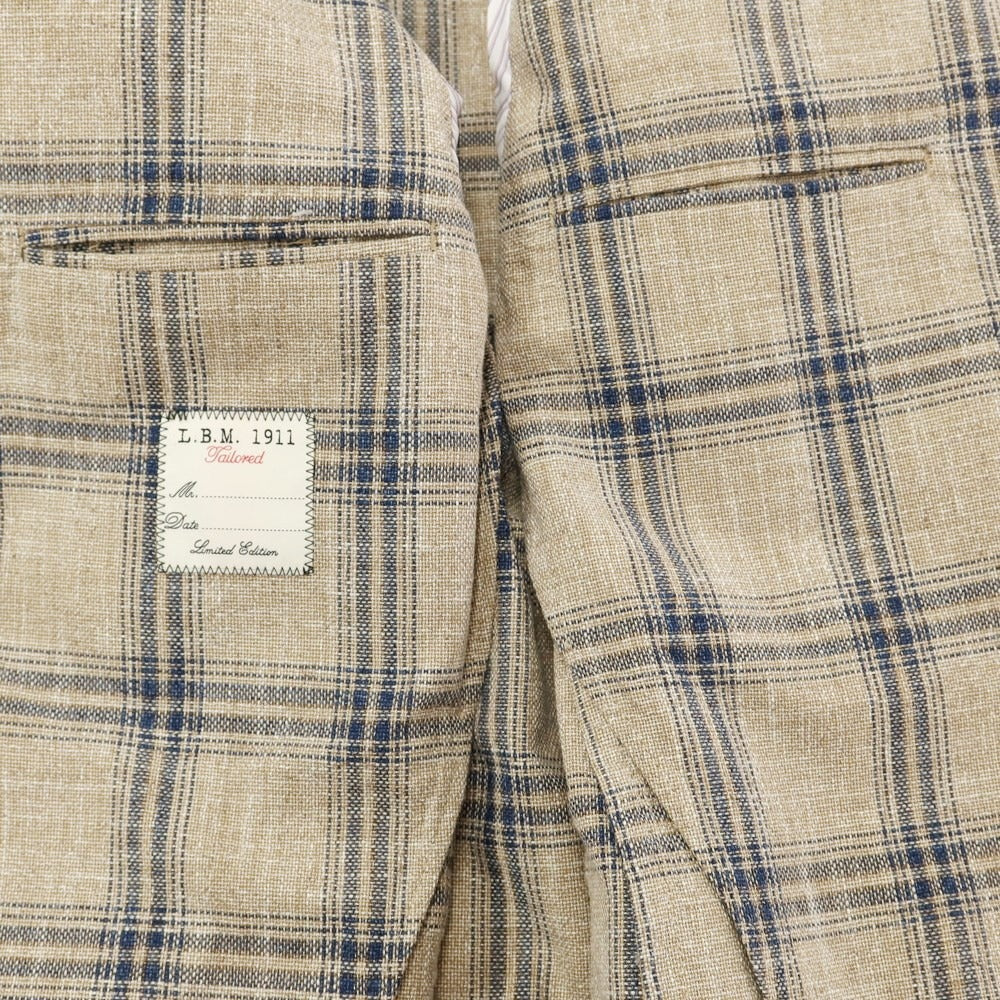 [New] LBM1911 Cotton Check Casual Jacket Khaki Beige x Navy [46] [Condition Rank N] [Men&