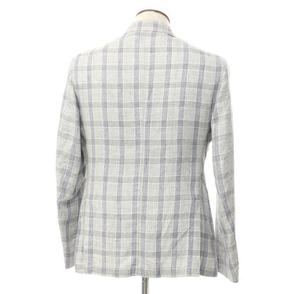 [New] LBM1911 Linen Check Casual Jacket Light Gray x Navy [50] [Condition Rank N] [Men&