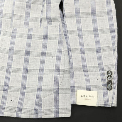 [New] LBM1911 Linen Check Casual Jacket Light Gray x Navy [50] [Condition Rank N] [Men&