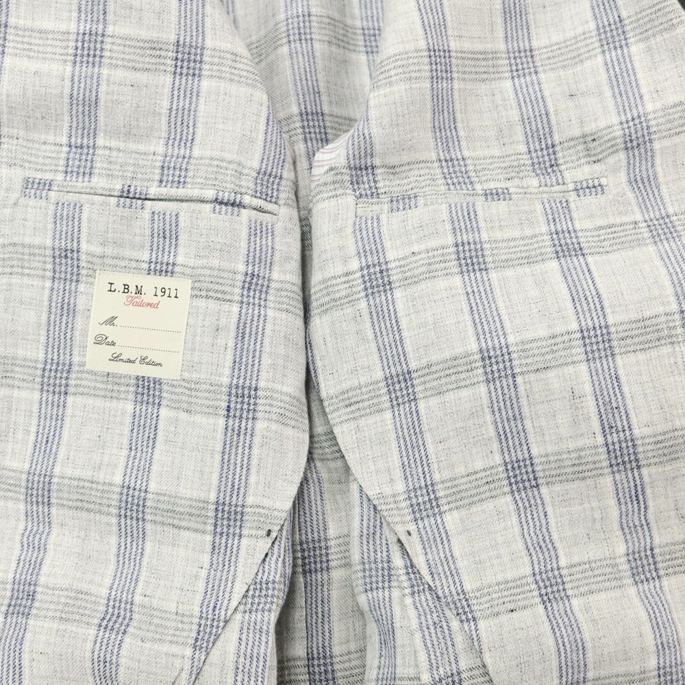 [New] LBM1911 Linen Check Casual Jacket Light Gray x Navy [50] [Condition Rank N] [Men&